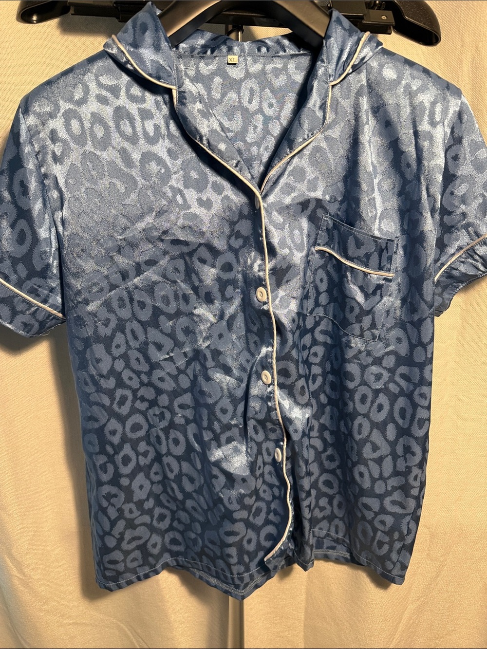 Blue leopard print pj set